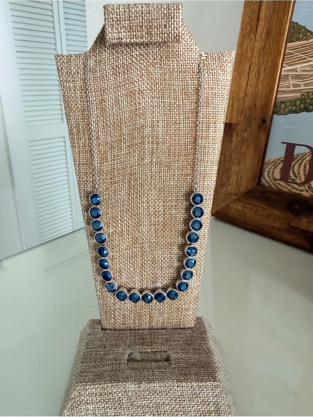 Touchstone denim blue crystal necklace